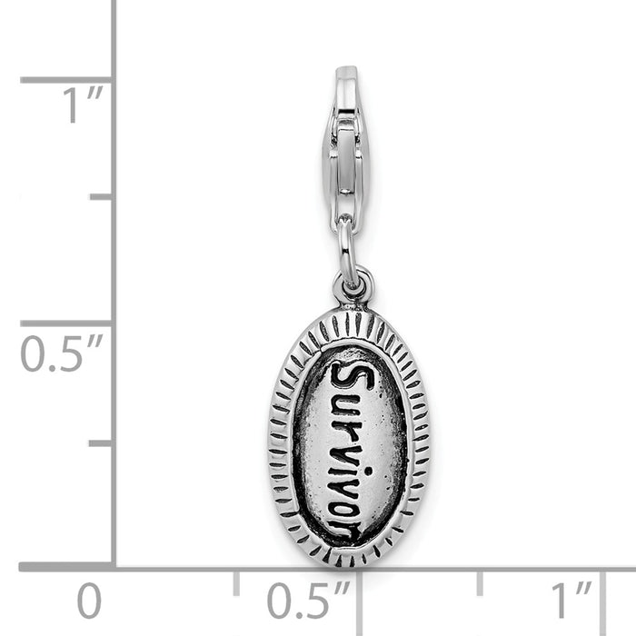 Million Charms 925 Sterling Silver Antiqued Survivor With Lobster Clasp Charm