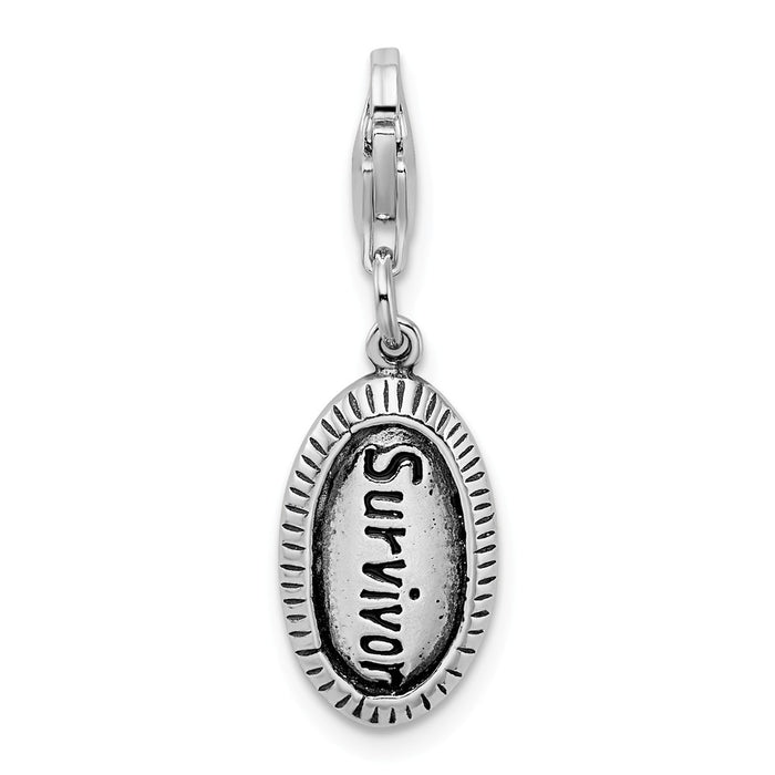 Million Charms 925 Sterling Silver Antiqued Survivor With Lobster Clasp Charm