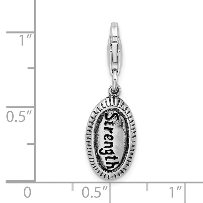 Million Charms 925 Sterling Silver Antiqued Strength With Lobster Clasp Charm