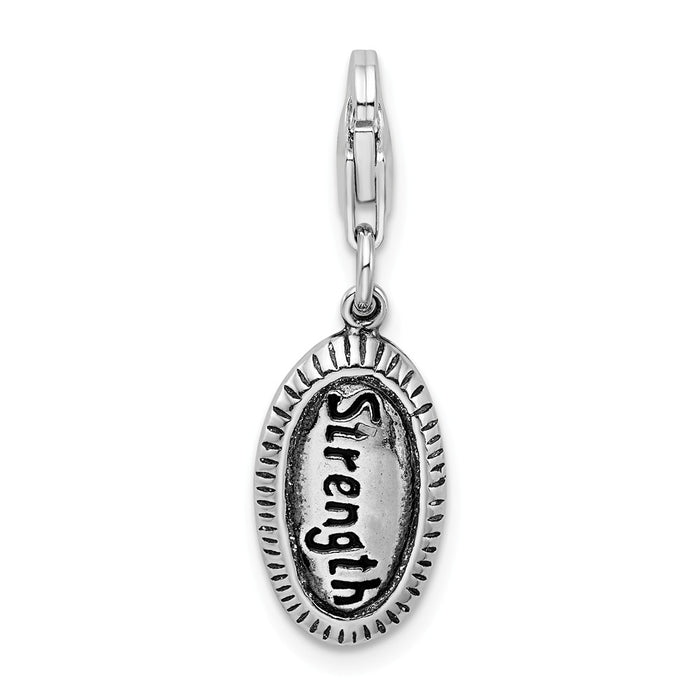 Million Charms 925 Sterling Silver Antiqued Strength With Lobster Clasp Charm