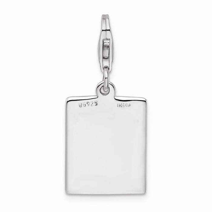 Million Charms 925 Sterling Silver With Rhodium-Plated Bingo Card With Lobster Clasp Charm