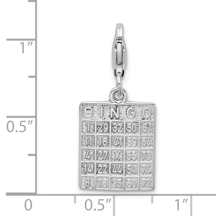 Million Charms 925 Sterling Silver With Rhodium-Plated Bingo Card With Lobster Clasp Charm