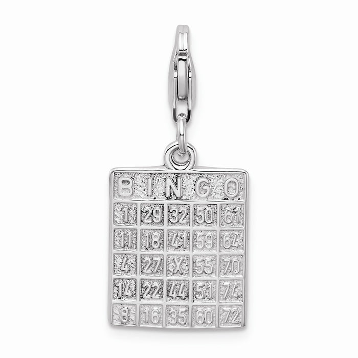 Million Charms 925 Sterling Silver With Rhodium-Plated Bingo Card With Lobster Clasp Charm