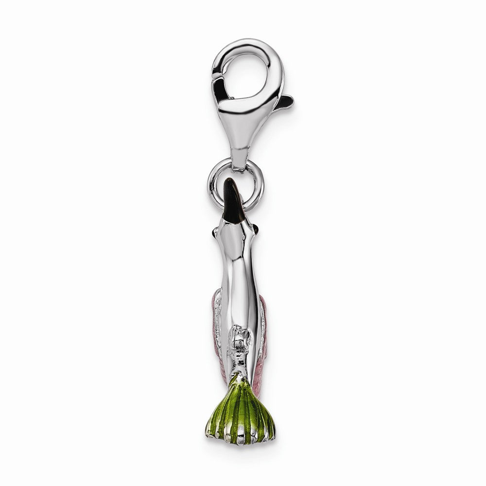 Million Charms 925 Sterling Silver Rhodium-Plated Enamel Hummingbird With Lobster Clasp Charm