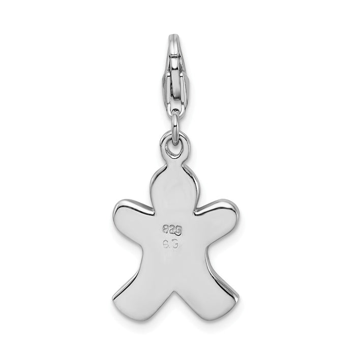 Million Charms 925 Sterling Silver With Rhodium-Plated Enamel Gingerbread Man With Lobster Clasp Charm