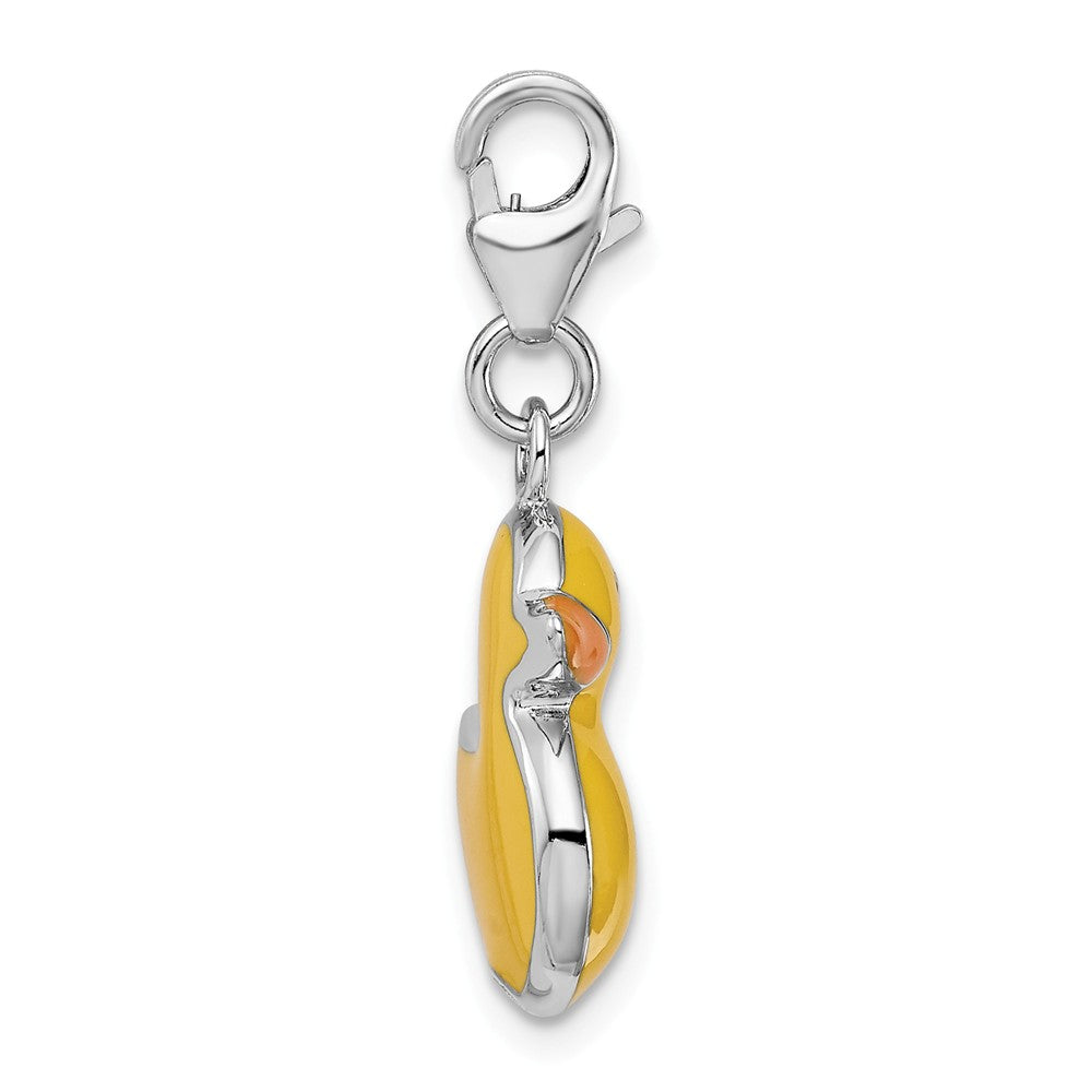 Million Charms 925 Sterling Silver Rhodium-Plated Enameled 3-D Duck With Lobster Clasp Charm