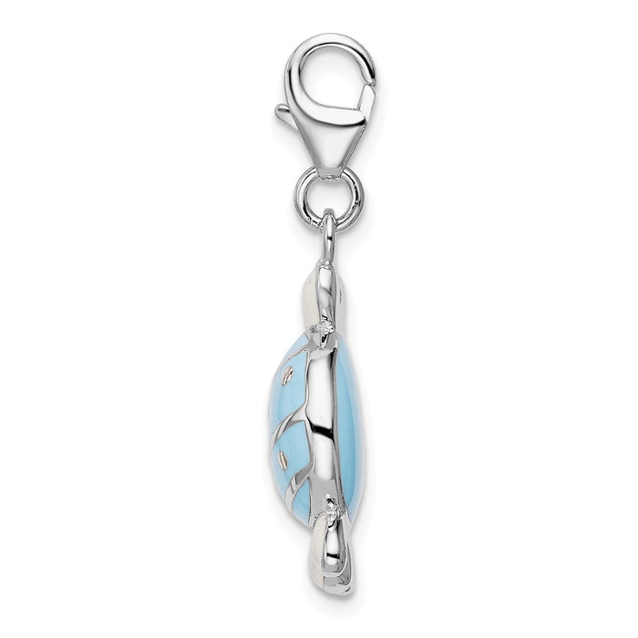 Million Charms 925 Sterling Silver With Rhodium-Plated Enameled Piece Of Candy In Wrapper With Lobster Clasp Charm