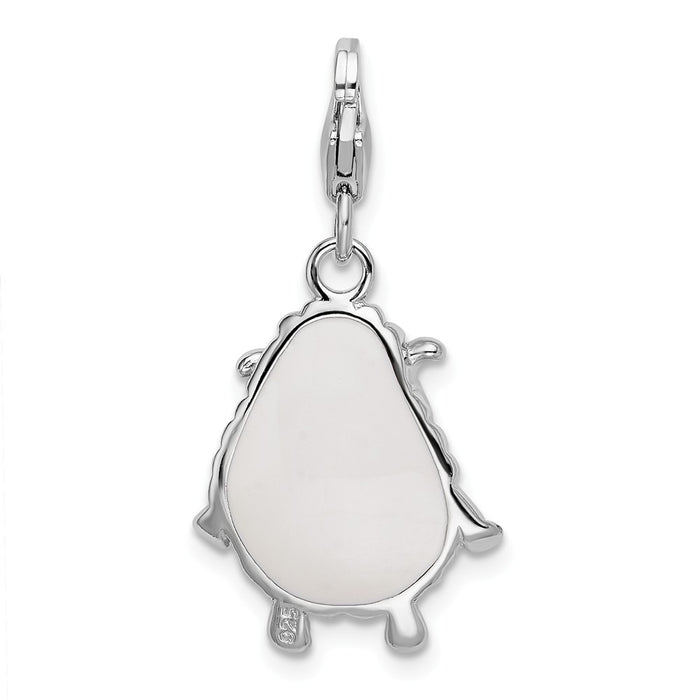 Million Charms 925 Sterling Silver Rhodium-Plated Enameled Sheep With Lobster Clasp Charm