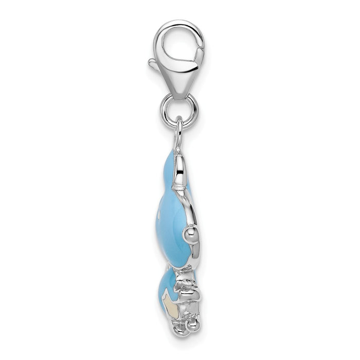 Million Charms 925 Sterling Silver Rhodium-Plated Enameled 3-D Mouse With Lobster Clasp Charm