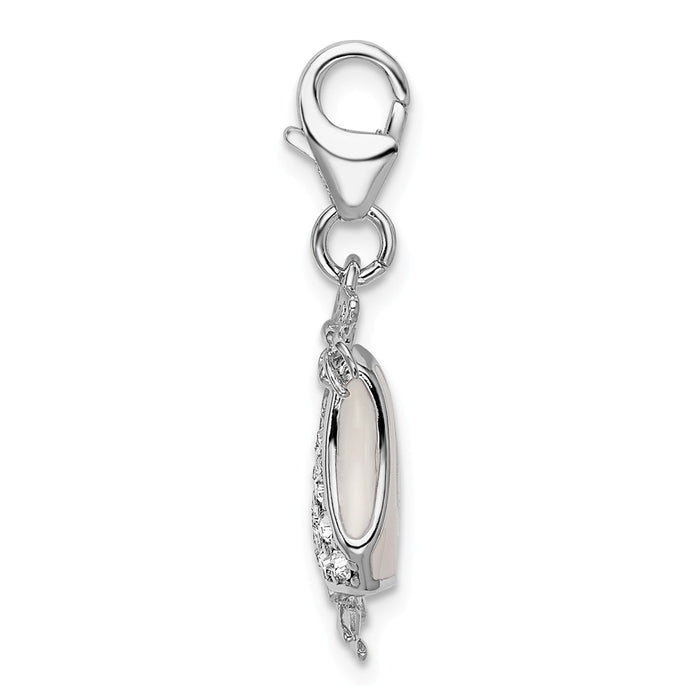Million Charms 925 Sterling Silver Rhodium-Plated Enameled 3-D Bikini Bottom With Lobster Clasp Charm