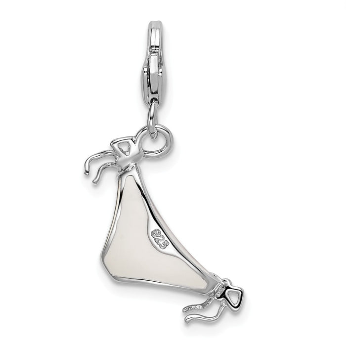 Million Charms 925 Sterling Silver Rhodium-Plated Enameled 3-D Bikini Bottom With Lobster Clasp Charm