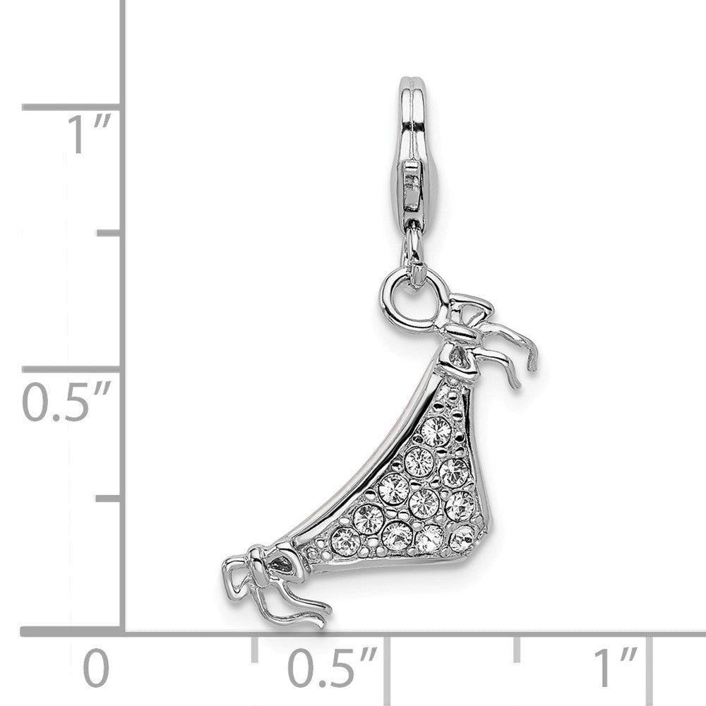 Million Charms 925 Sterling Silver Rhodium-Plated Enameled 3-D Bikini Bottom With Lobster Clasp Charm