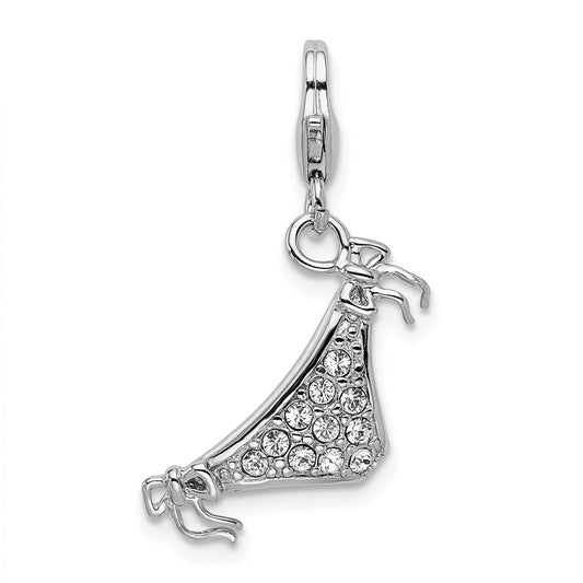 Million Charms 925 Sterling Silver Rhodium-Plated Enameled 3-D Bikini Bottom With Lobster Clasp Charm