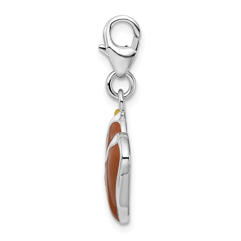 Million Charms 925 Sterling Silver Rhodium-Plated Enameled Cake With Lobster Clasp Charm