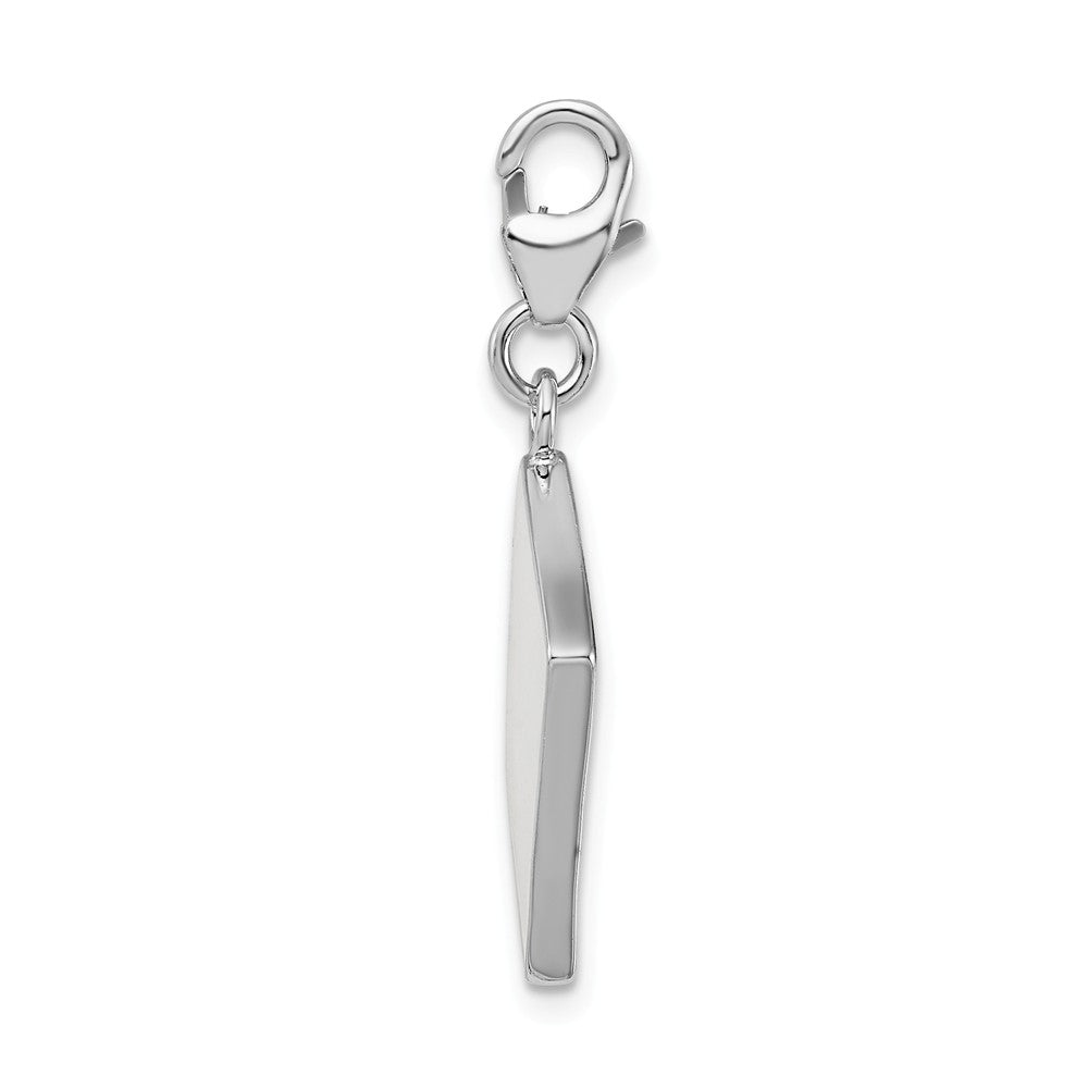 Million Charms 925 Sterling Silver With Rhodium-Plated Enameled 3-D Ace With Lobster Clasp Charm