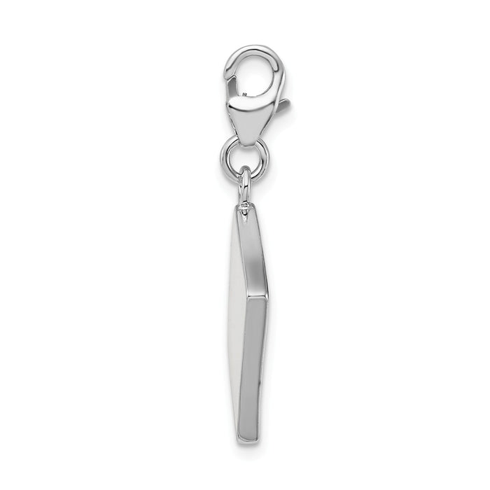 Million Charms 925 Sterling Silver With Rhodium-Plated Enameled 3-D Ace With Lobster Clasp Charm