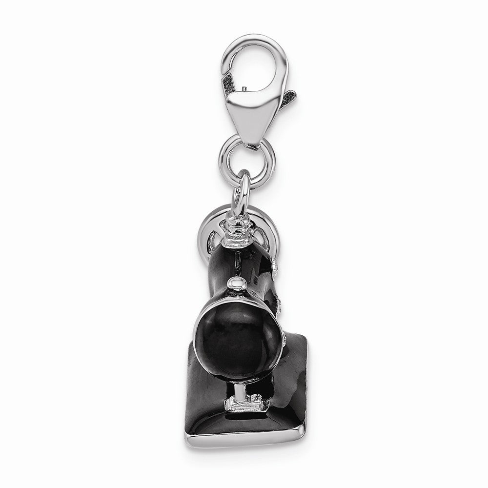 Million Charms 925 Sterling Silver Rhodium-Plated Enameled 3-D Sewing Machine With Lobster Clasp Charm