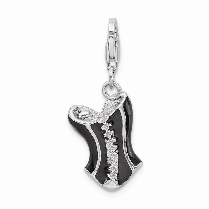 Million Charms 925 Sterling Silver Rhodium-Plated 3-D Enameled Corset With Lobster Clasp Charm