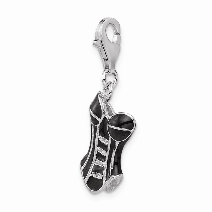 Million Charms 925 Sterling Silver Rhodium-Plated 3-D Enameled Corset With Lobster Clasp Charm