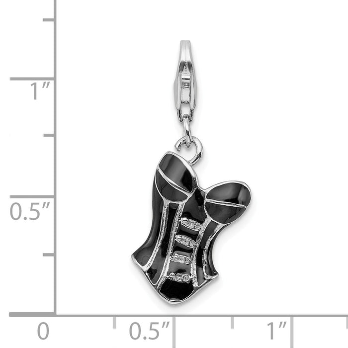 Million Charms 925 Sterling Silver Rhodium-Plated 3-D Enameled Corset With Lobster Clasp Charm