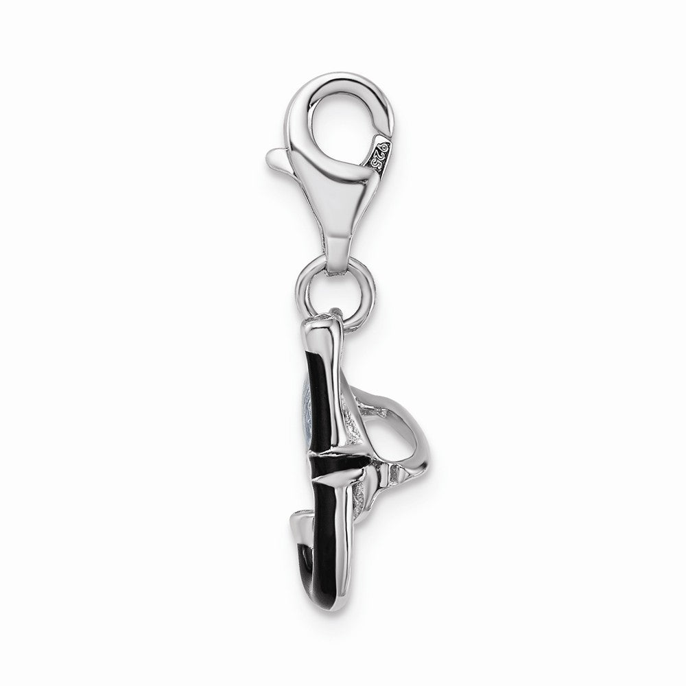Million Charms 925 Sterling Silver Rhodium-Plated 3-D Enameled Snorkel With Lobster Clasp Charm