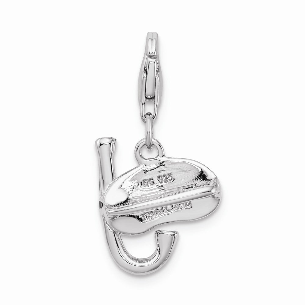 Million Charms 925 Sterling Silver Rhodium-Plated 3-D Enameled Snorkel With Lobster Clasp Charm