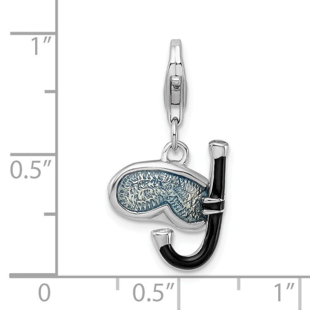 Million Charms 925 Sterling Silver Rhodium-Plated 3-D Enameled Snorkel With Lobster Clasp Charm