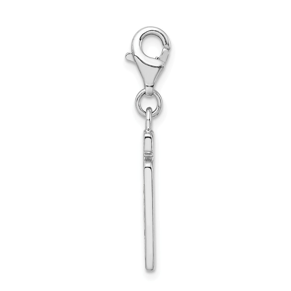 Million Charms 925 Sterling Silver With Rhodium-Plated Enameled Door Sign With Lobster Clasp Charm