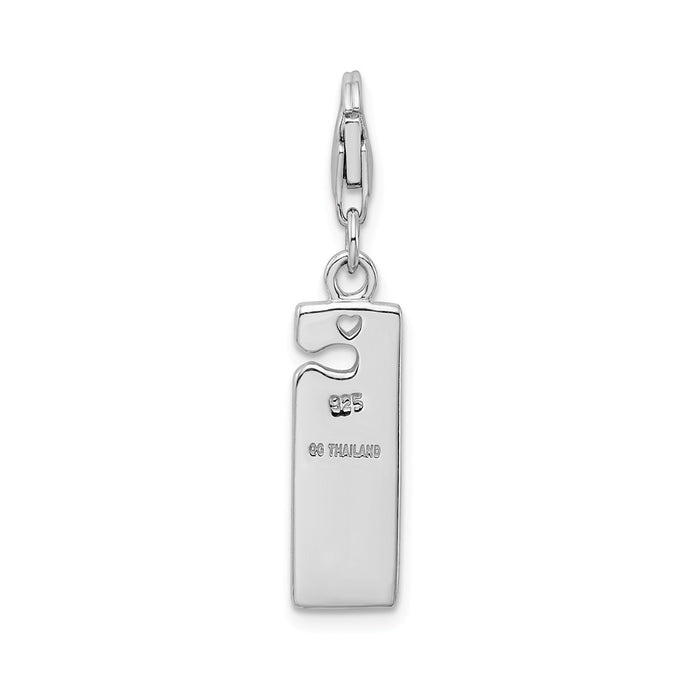 Million Charms 925 Sterling Silver With Rhodium-Plated Enameled Door Sign With Lobster Clasp Charm