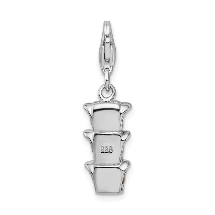 Million Charms 925 Sterling Silver With Rhodium-Plated 3-D (Cubic Zirconia) CZ Traffic Light With Lobster Clasp Charm