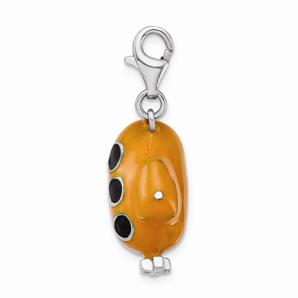Million Charms 925 Sterling Silver Rhodium-Plated 3-D Enameled Submarine With Lobster Clasp Charm