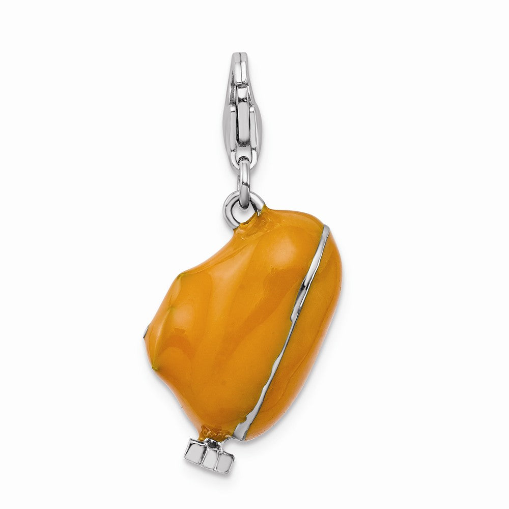 Million Charms 925 Sterling Silver Rhodium-Plated 3-D Enameled Submarine With Lobster Clasp Charm