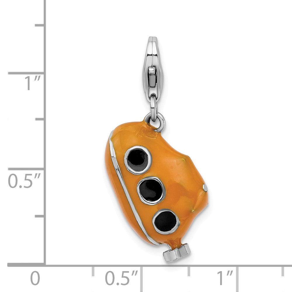 Million Charms 925 Sterling Silver Rhodium-Plated 3-D Enameled Submarine With Lobster Clasp Charm