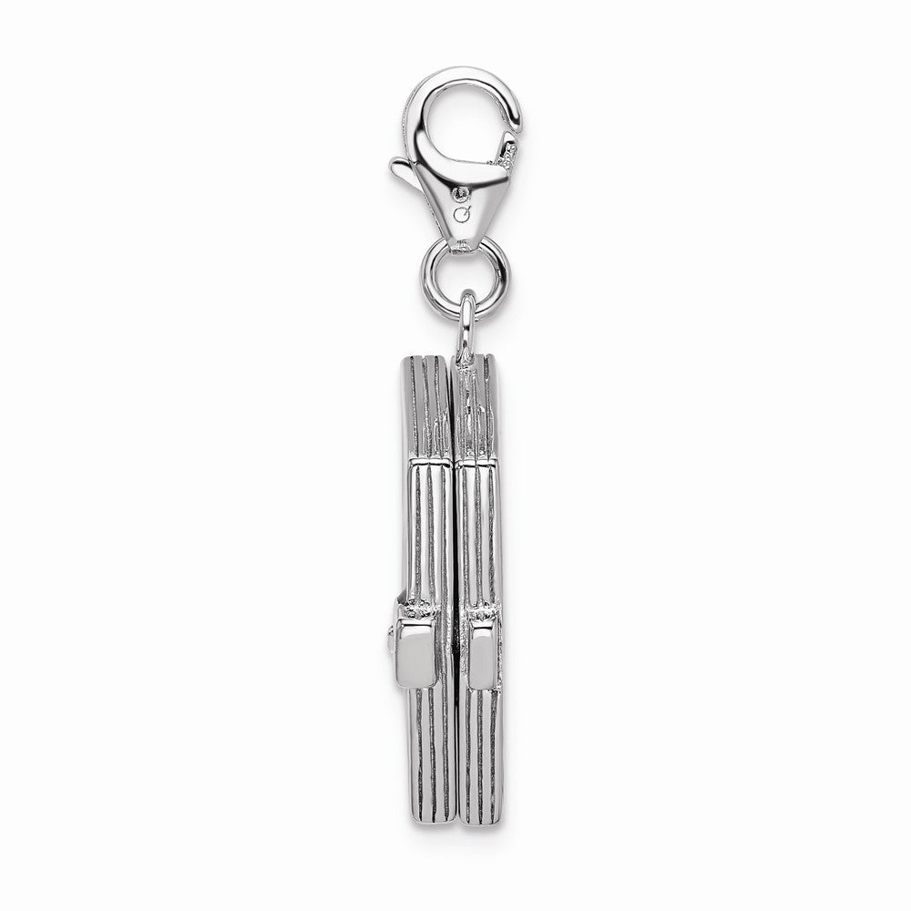 Million Charms 925 Sterling Silver Rhodium-Plated Enameled 3-D Note Book With Lobster Clasp Charm