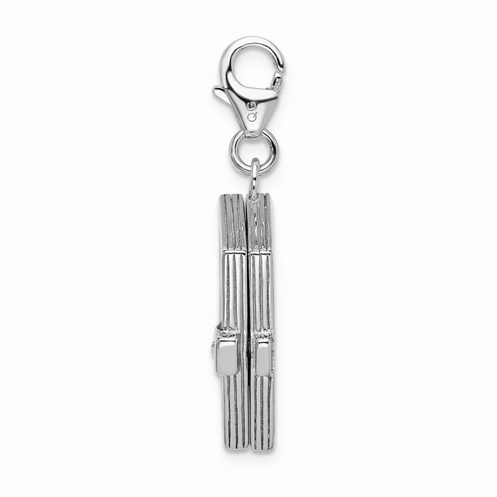 Million Charms 925 Sterling Silver Rhodium-Plated Enameled 3-D Note Book With Lobster Clasp Charm