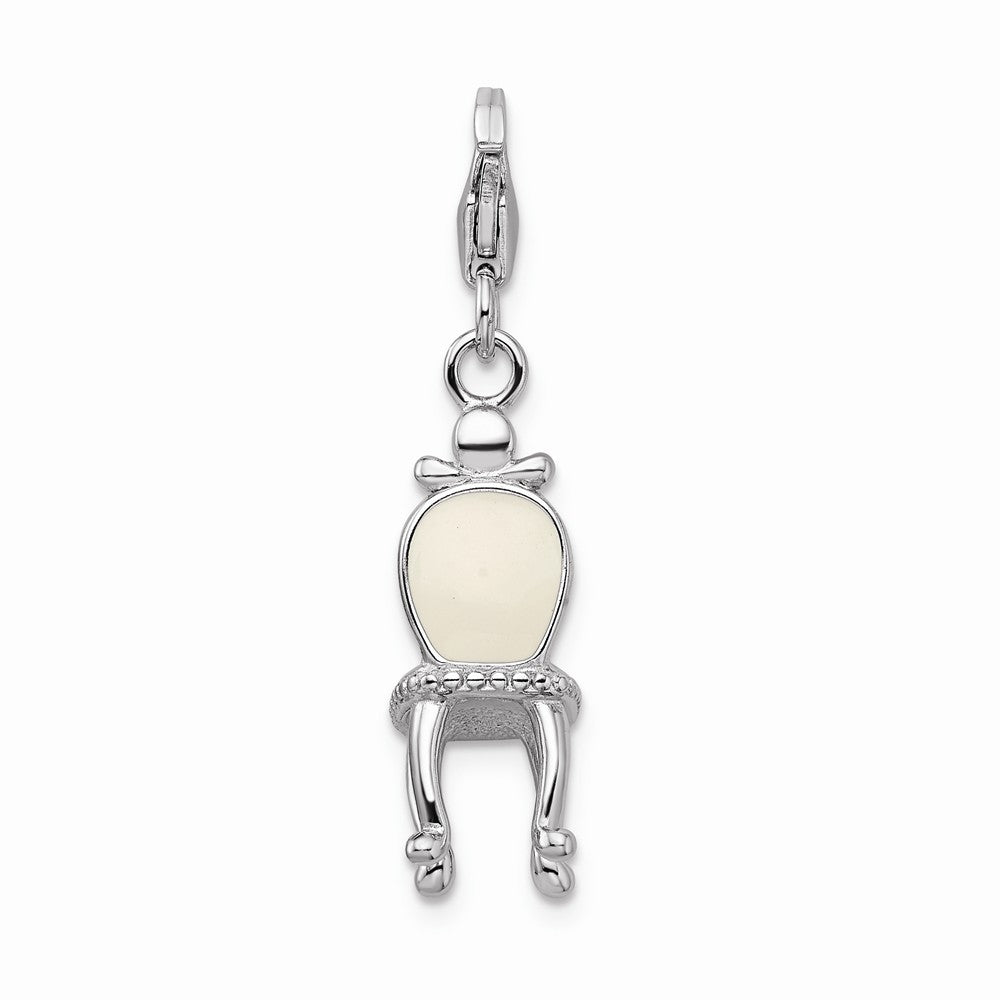 Million Charms 925 Sterling Silver Rhodium-Plated Enameled 3-D Vanity Chair With Lobster Clasp Charm