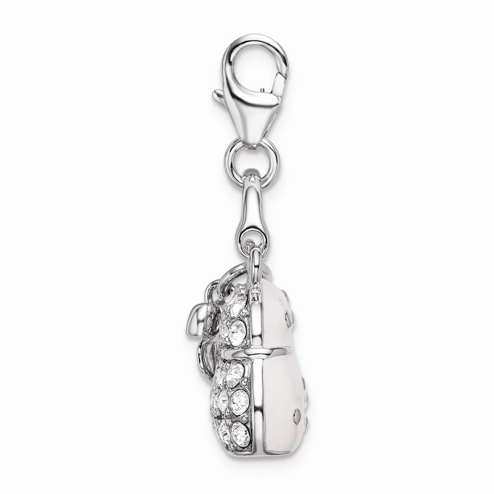 Million Charms 925 Sterling Silver Rhodium-Plated Enameled 3-D Purse With Lobster Clasp Charm