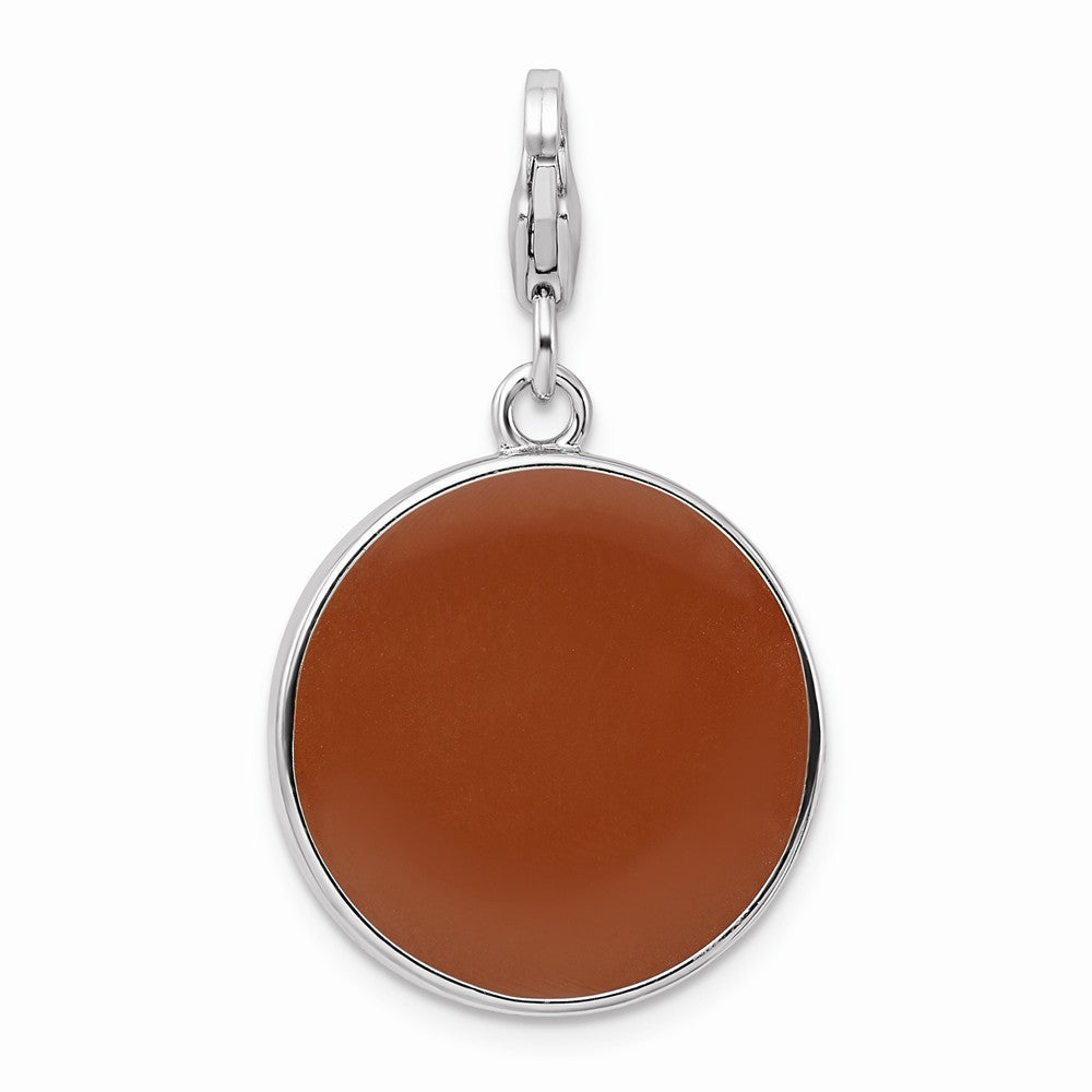 Million Charms 925 Sterling Silver With Rhodium-Plated Enameled 3-D Roulette Wheel With Lobster Clasp Charm