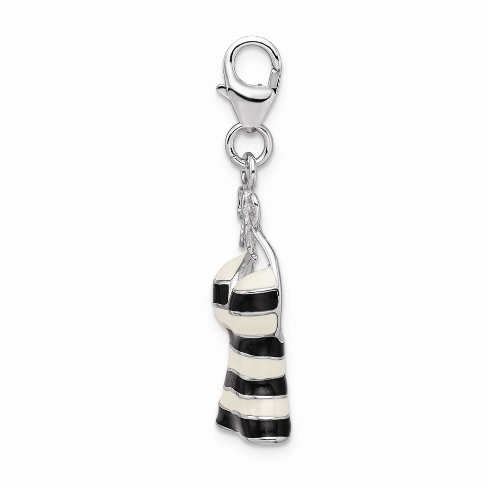 Million Charms 925 Sterling Silver Rhodium-Plated Enameled 3-D Tank Top With Lobster Clasp Charm