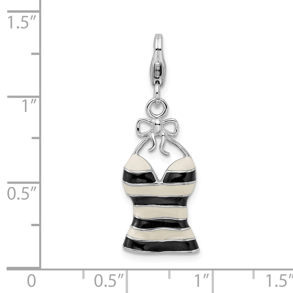 Million Charms 925 Sterling Silver Rhodium-Plated Enameled 3-D Tank Top With Lobster Clasp Charm