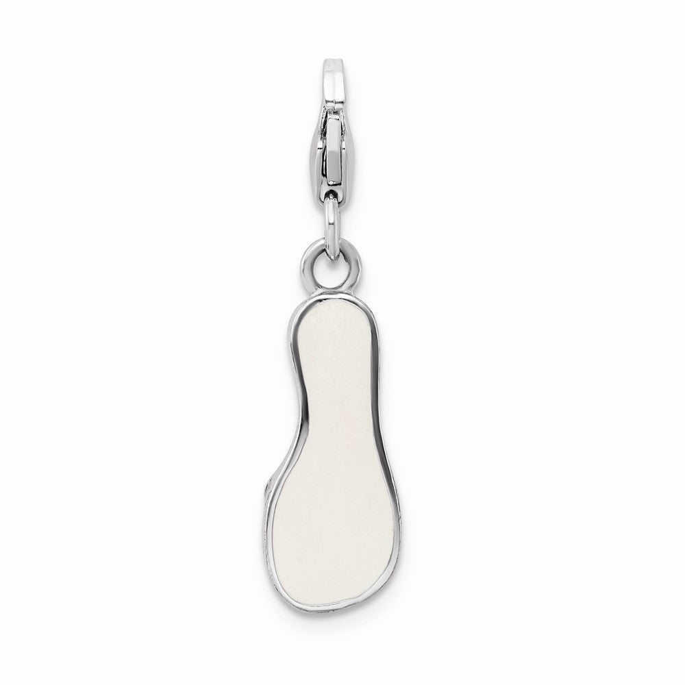 Million Charms 925 Sterling Silver Rhodium-Plated Enameled 3-D Zebra Sandal With Lobster Clasp Charm