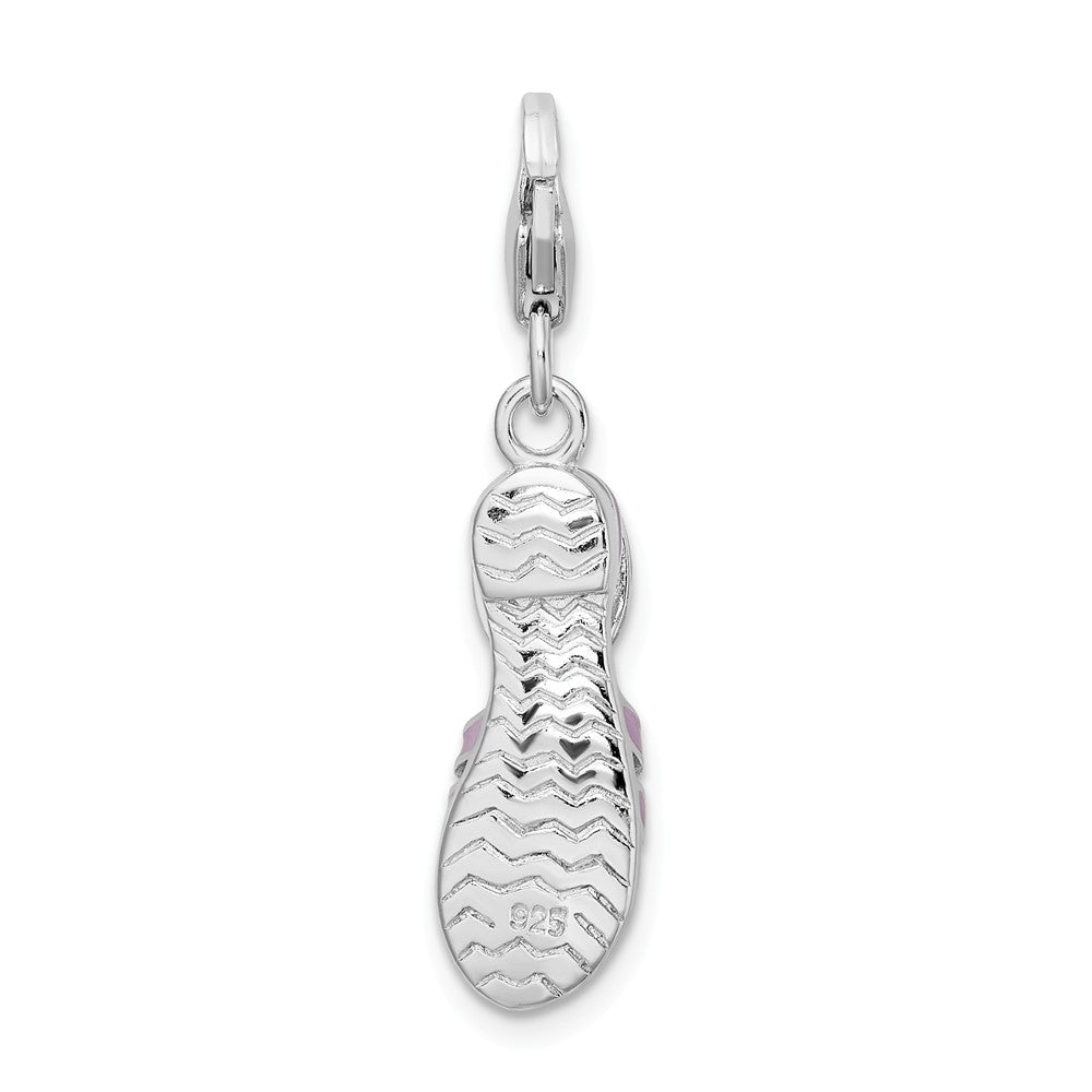 Million Charms 925 Sterling Silver Rhodium-Plated Enameled 3-D Sandal With Lobster Clasp Charm