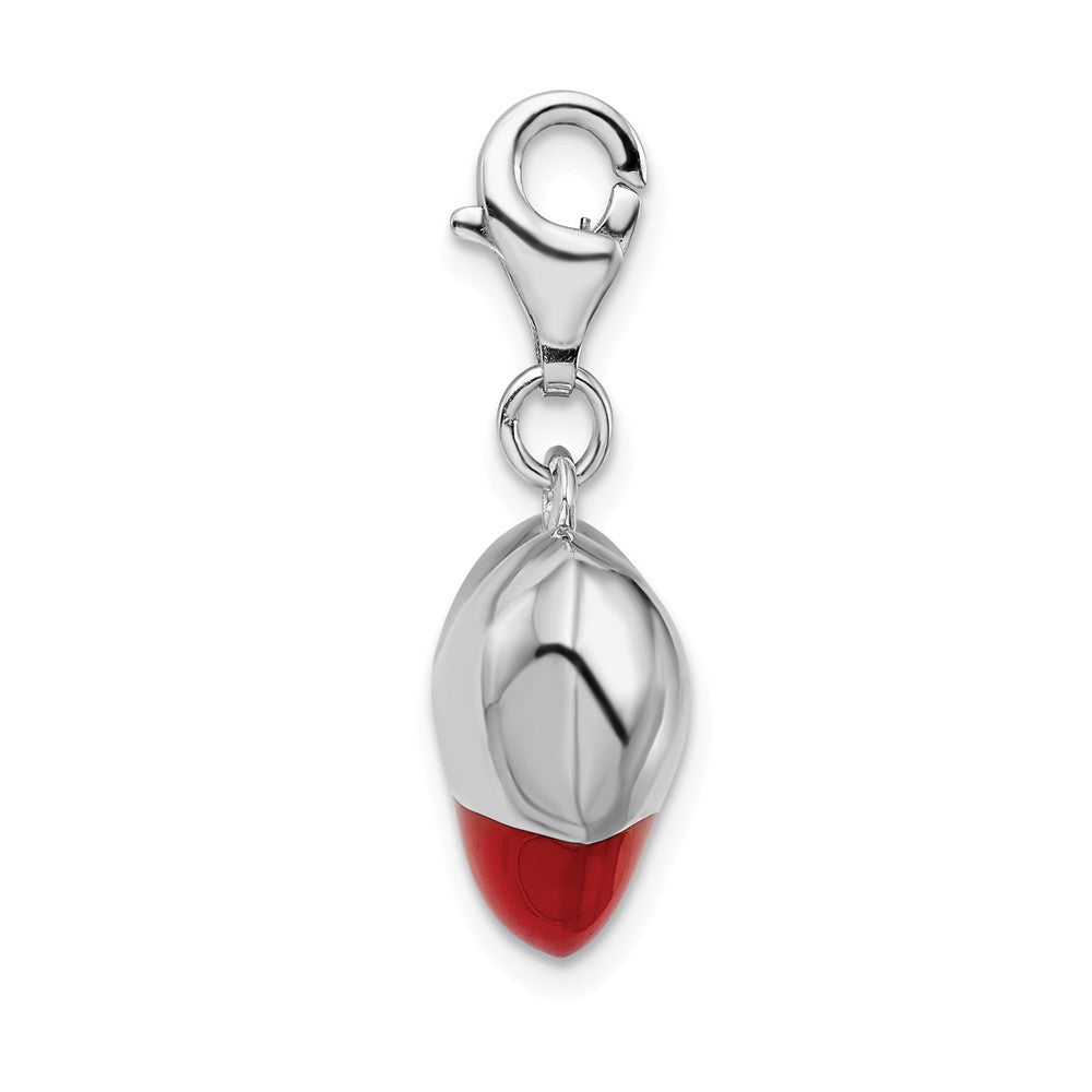Million Charms 925 Sterling Silver Rhodium-Plated 3-D Enameled Heart With Lobster Clasp Charm