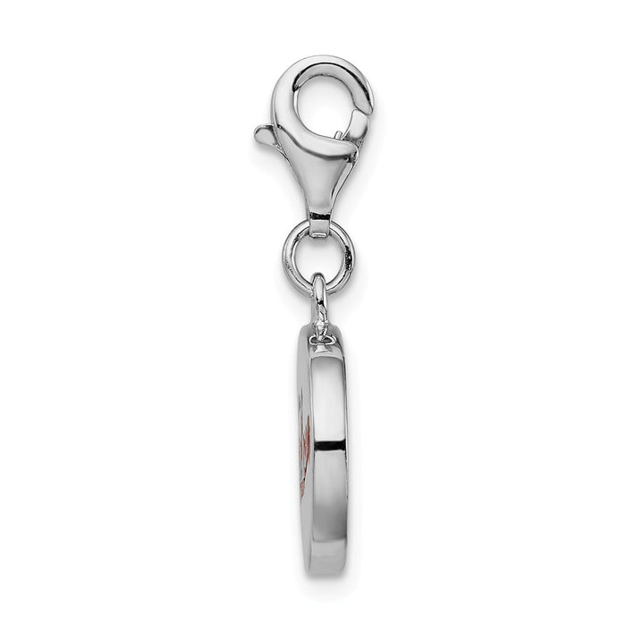 Million Charms 925 Sterling Silver Rhodium-plated Plated Enameled Love With Lobster Clasp Charm