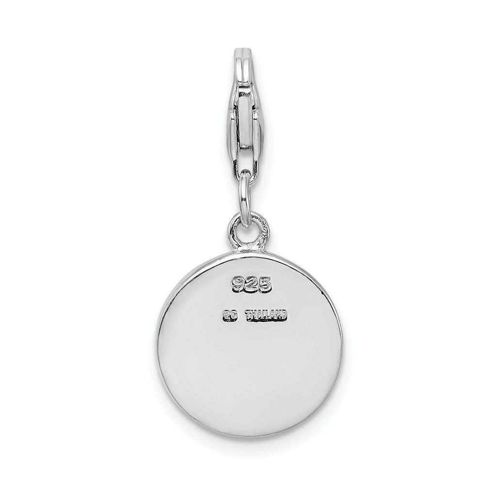 Million Charms 925 Sterling Silver Rhodium-plated Plated Enameled Love With Lobster Clasp Charm