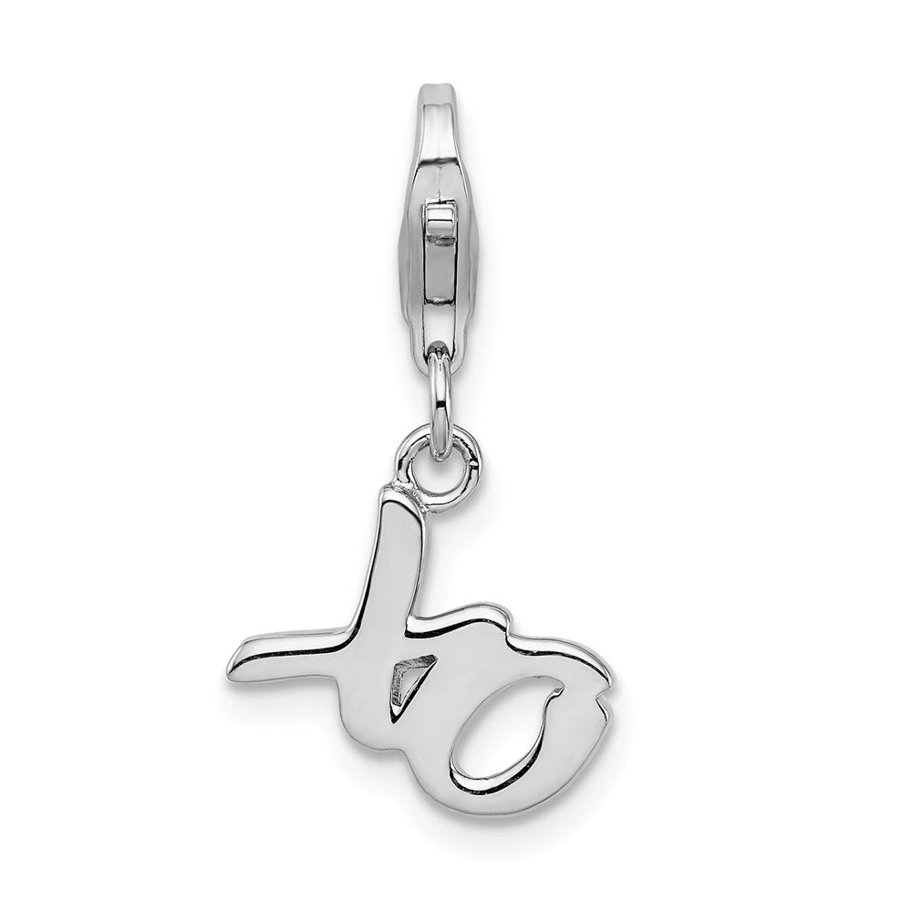 Million Charms 925 Sterling Silver Rhodium-plated Plated Xo With Lobster Clasp Charm