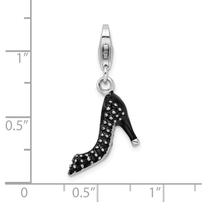 Million Charms 925 Sterling Silver Rhodium-plated Plated 3-D Enameled High Heel With Lobster Clasp Char