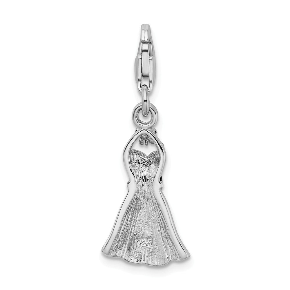 Million Charms 925 Sterling Silver Rhodium-Plated Enameled Sun Dress With Lobster Clasp Charm