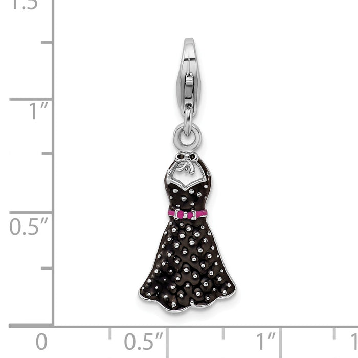 Million Charms 925 Sterling Silver Rhodium-Plated Enameled Sun Dress With Lobster Clasp Charm
