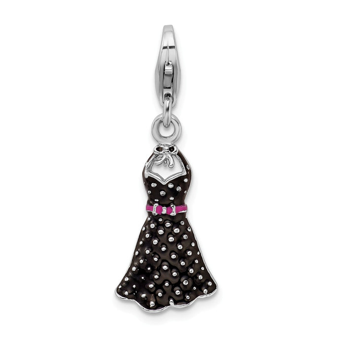 Million Charms 925 Sterling Silver Rhodium-Plated Enameled Sun Dress With Lobster Clasp Charm